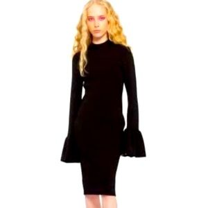 CHAOUICHE Women's Kim Dress dramatic bell sleeve teal size large